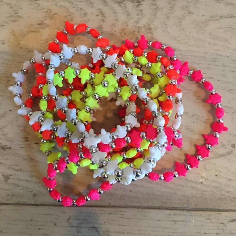 Stretchy Orange Neon Turtle Bracelets